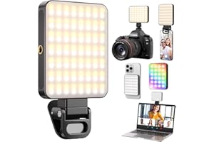 OUSFOT Lumiere Telephone Selfie 128LED 3000-6500K, Lampe Selfie Mode RGB 8 Couleurs avec Luminosité Réglable, Lampe Photo avec Clip Rechargeable par USB, pour Téléphone, Caméra, Ordinateur