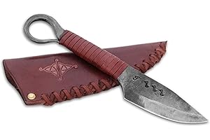 Toferner Cuchillo forjado a mano Celtic Eye, funda de piel auténtica hecha a mano, hoja pulida y endurecida, colección vintage, antigüedad