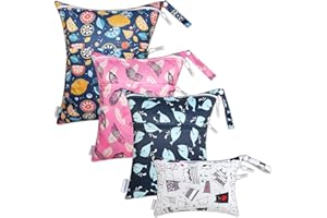 MIXIDON Wet Bag, Waterproof Wet Dry Bag for Swimsuits, Cloth Nappy Wet Bag, Outdoor Organiser Bag for Baby Items, Wet Dry Clothes Bag, Pattern 4
