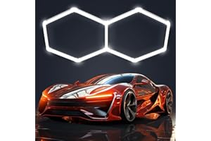 MIMIEAR Hexagon Garage Light: Higher Brightness Lumens LED Honeycomb Ceiling Light, 2 Grids Systems 6500K,1.7x1.0m Grid Lighting for Garages, Gym, Car Detailing Shop,Auto Beauty Shop,Shopping malls (2-HEX)