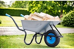 TIREX by xonic® Schubkarre mit Stahlfelge – Verzinkte Wanne bis 250kg/ 100l - Robuste Ausführung für Garten und BAU – Schieb-Karre mit Luftrad (Luftrad Neonblau-Silber)