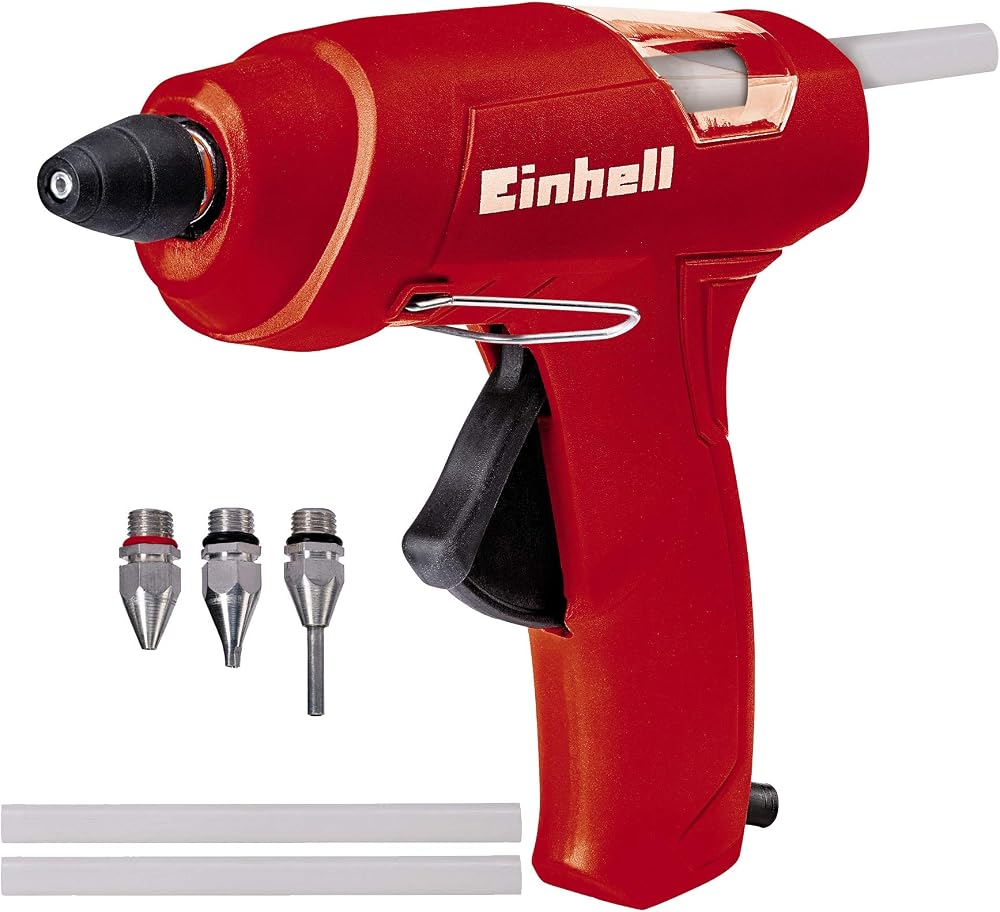 Einhell Silikon Mum Tabancası TC-GG 30 4522170 | Maks. 195 °C | 300 saniyede ısınır | mekanik besleme | standart, düz ve uzatma nozulları | 3 adet tutkal çubuğu