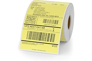 YIKIADA Etiqueta Térmica Amarilla Vinilo 150 x 100 mm Rollo Perforado Autoadhesivo Térmico Directo Etiqueta de Envío Impermeable para Código de Barras Código QR 250 Piezas