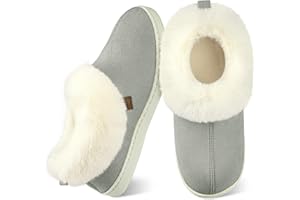 Wostock Chaussons Femme Pantoufles Femme Chaud Confortable Automne Hiver Antidérapantes Légères et respirantes l'intérieur et l'extérieur