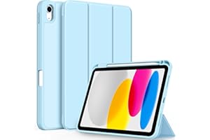 CACOE Funda Compatible con iPad 11.ª Generación (A16) 11" 2025 / iPad 10.ª Generación 10.9" (2022) (A2757/A2777), Funda Trasera Transparente Ultrafina con Portalápices,Azul Hielo