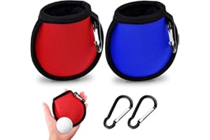 olyee 2 Pack Golf Ball Cleaner Pouch with Carabiner, Golf Accesorries Washer Pocket Waterproof Bag, Golf Ball Dry-Clean Pocket gifts for Men Ladies, Fit for Golf Carts Belt Golf Bag(Red+Blue)