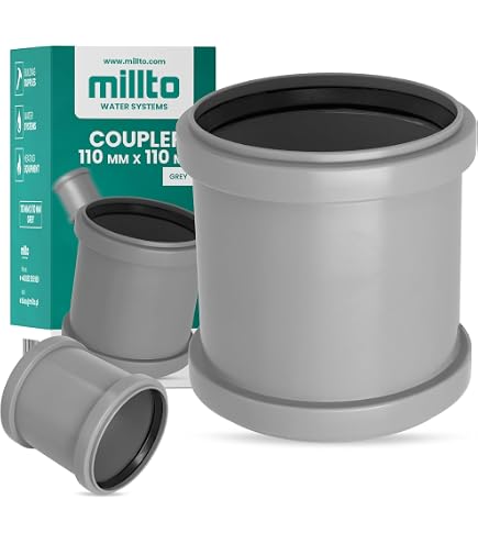 HT Doppel Muffe Verbinder DN50 – 50 Mm Grau Mit 2 Steckmuffen + Gummis – Für Abwasserleitung Und Lüftung