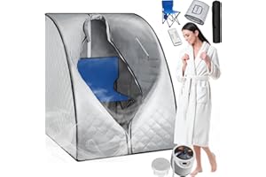 TecTake® Sauna à Vapeur Pliable et Portable 90 x 78 x 100 cm, Sauna Portable 1000W 15 températures et minuterie, Appareil à Vapeur, Télécommande, Chaise Pliante, Tapis Protection, 2 Sacs de Transport