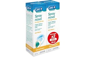 CARE + Care+, Spray Nasal con Agua de Mar, Hidratación y Limpieza Nasal, Con Dexpantenol, Alivia la Congestión y Sequedad, Apto para Bebés y Adultos, 20ml x 2 uds