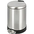 Glad Small Trash Can, 1.2 Gallon | Round Stainless Steel Garbage Bin With Soft Close Lid & Step Foot Pedal | Metal Waste Basket With Removable Inner Bucket, Stainless