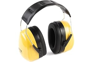 PRETEX Cuffie Antirumore - Cuffie da Lavoro Insonorizzate - Comode e Regolabil per Protezione Udito - Casa Ufficio Sport Giardinaggio - Ear Defender Professionali SNR 34dB - Giallo