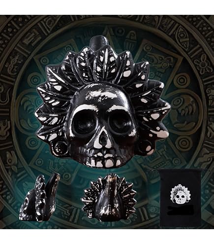 Fischietto Della Morte Azteco Umano Urlante – 125+ DB, In Resina, Autentico Per Halloween E Dia De Los Muertos, Colore Nero