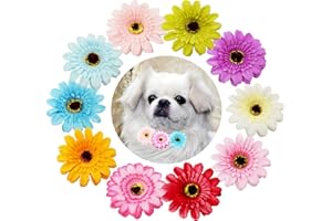 JpGdn 10pcs Dogs Collar Flowers Bows Adjustable Collar Charms Bow for Small and Medium Pet Puppy Doggies Cats Wedding Birthday Party Festival Slides Detachable Attachment Grooming Accessories