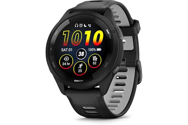 Forerunner 265 Löparklocka, AMOLED, 46mm, Svart | AMOLED-skärm, upp till 13 dagars batteritid, 30+ sportappar, Garmin