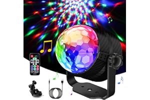 DETAKE Discokugel, 360° Rotierende Disco Licht Musik Activated LED Party Lampe Discolicht mit Fernbedienung- 3W RGB Dynamisch Disco Lichteffekte, 4M/13ft USB Kabel für Party, Home,Weihnachten, Kinder
