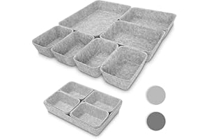 Aipwerer Schubladen Organizer Filz,7 Stück Aufbewahrungsbox, Waschbare Filz Organizer,Filzk Make Up Organizer Für Kosmetik,Schminktisch Organizer,Besteckkasten Für Schubladen (Grau)