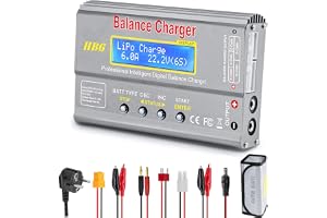 Haisito Balance laddare 80 W 6 A lipo laddare för LiPo/Li-Ion/Life batteri (1–6S), NiMH/NiCd (1–15S), RC hobbyladdare LED W/A