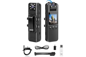 SPIKECAM Body Cam mit Audio & Video, Bodycam Körperkamera Mini, 64GB, Nachtsicht, SOS, tragbare Body Camera für Sicherheit, Outdoor & Beruf