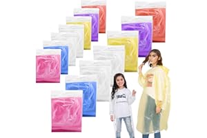 ZOCONE 12 Pack Poncho Waterproof Adult Kids Disposable Rain Ponchos Family Pack, 6 Rain Poncho Adult Waterproof 6 Kids Poncho Thickened, Emergency Poncho Raincoats for Family Festival Camping Travel