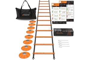 ‎MANTRA SPORTS Mantra Sports Coordination Ladder Football Training Set - 6m Agility & Speed Trainer Ladder for Fitness & Sports - Lacrosse - Handball - Hockey & Basketball - With Carry Bag & Exercise Charts