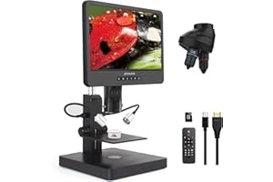 JOYALENS JL249PS 3 Lenses 10 Inch HDMI LCD Digital Microscope, UHD 4000× 24MP Biological Microscope with Prepared Slides, Coin Microscope for Full-Size Coins Error Coins, PC/TV Compatible, 32G Card