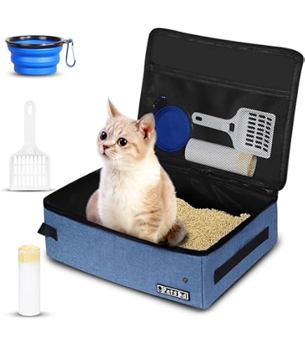 Petisfam Collapsible Cat Travel Litter Box - Portable, Leak-Proof, Large For Multiple Cats, Lightweight Foldable For Car & Airplane Trips