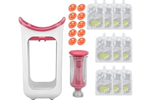 MRISATA Baby Squeeze Station Purea di Frutta Macchina per Alimenti per Neonati con Sacchetto da 10 Pezzi, Spremiagrumi per Bambini Utensili da Cucina per la Casa Domestica, Frullatore (Rosso)