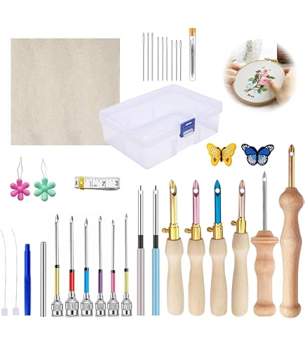 Kit Punch Needle 14 Pièces – Aiguilles Réglables Multi-Tailles – Broderie 3D DIY Adulte & Enfant