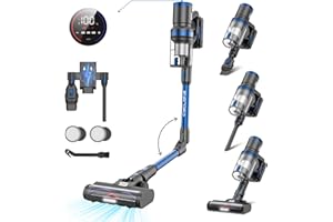 Vistefly Aspirapolvere senza Fili V12 Flex, 38000Pa Scopa Elettrica senza Filo Potente Pieghevole 180 Gradi con Touchscreen e 60 Minuti Autonomia per Tappeti Pavimento Parquette Peli Animali