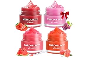 ANRCOLLECT ANRCOLLEC Gommage Levre & Lip Blam - soins pour les lèvres Kits de cuidado labial con exfoliante labial y mascarilla labial para dormir, set de hidratación labial para labios secos, pack de 4 unidades