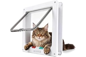 Nukoqcd Large Cat Flap 28cm x 25cm - Heavy Duty Weatherproof Pet Door with 4-Way Lock - Easy Fit for Door, Wall or Fence (White,XL)