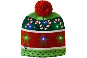 Colexy LED-Weihnachtsmütze LED Leuchten Strickmütze Weihnachten Beanie Mütze Warme Neuheit Weihnachten Hut für Unisex Kinder Erwachsene Weihnachtsfeier Winter Xmas Urlaub Mütze