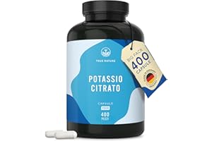 Potassio – 2.222 mg al giorno – 400 capsule – Citrato di potassio con potassio elementare – Scorta per 6 mesi – Vegano e senza additivi - testato in Laboratorio, produzione Tedesca – TRUE NATURE®