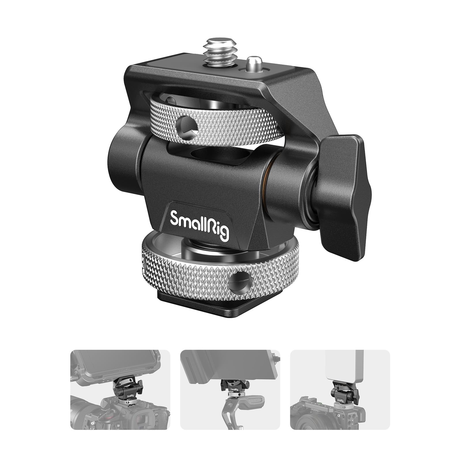 (New Version) SMALLRIG Camera Monitor Mount with Cold Shoe Adapter, 360° Swivel and 180° Tilt Adjustable Monitor Holder with Thumbscrew, Anti-Twist Design, Max Payload 2.3kg - 2905B
