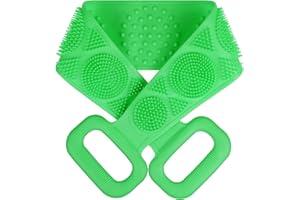 URAQT Spazzola Bagno Schiena, Spazzola da Bagno in Silicone Scrubber per la Schiena da 70cm, Scrubber Esfoliante Spazzola Posteriore Doccia per Uomini e Donne, Spazzola Corpo Silicone, Verde