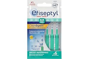 Efiseptyl - Brossettes Interdentaires Clean Expert 0,9mm - Sachet Refermable - Avec Traitement Antibactérien - Sachet de 6 Brossettes