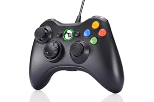 Finera Wired Controller for Xbox 360, Game Controller USB Wired Gamepad Compatible with Microsoft Xbox 360/360 Slim/PC Windows 10/8/7, Gaming Joystick with Dual Vibration