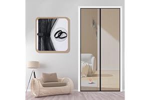 FOX·BUNNY Fly Screens for Doors - 90x210cm Magnetic Screen Door with Lace and Powerful Magnets Seal, Durable Polyester Mesh, Full Frame Magic Tape, Heavy Duty Patio Insect Door Screen & Mosquito Screen Black