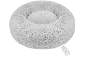 OKPOW Rundes Wolke 7 Hundebett - Waschbar Welpenbett Fuer Kleine Hunde - Flauschig Anti Angst Katzenbett Comfy - Donut Kuscheliges Haustierbett Plüsch