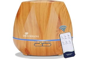 Diffuserlove Diffuser Luftbefeuchter 550ML Aroma Diffuser Cool Mist Humidifier mit Fernbedienung 7 Farben LED Auto-Abschaltung Funktion Perfekt für SPA Massage Yoga