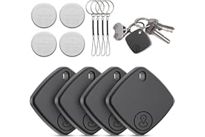 TDTOD Smart Tracker, 4 Piezas Localizador de Objetos Bluetooth Compatible con Apple Find My (Solo iOS), Key Finder con Batería Reemplazable para Llaves, Maletas, Carteras y Objetos Personales, Negro