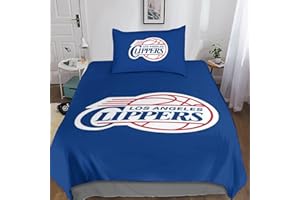GOOSMI Los Angeles Clippers Set Di Biancheria Da Letto Con Stampa 3D NBA Team Logo Copripiumino Con Cerniera E Federe Biancheria Da Letto Microfibre 2 Pezzi Per Adulti E Bambini Single（135x200cm）