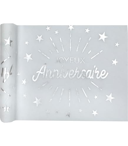 Chemin De Table Anniversaire 18 Ans - Organza Argent 5m X 28cm