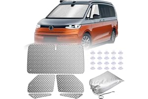 MaxAwe Luxury Sunshade Wrap Cover Kit, 5Pcs Internal Thermal Blind Set for VW T7, Silver Metallic Vehicle Specific Thermal Blind Set, Compatible with Vans & Motorhomes