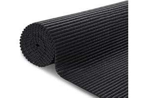 MERCURY TEXTIL- Alfombrilla Antideslizante de Goma Eva Protección de Cajones, Estantes Anchura de 65cm, Alfombrilla Impermeable para Baño, Tapete, Fregadero y Cocina (100x65cm, Negro)