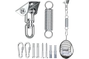 LUZOON Hak sufitowy, fotel wiszący, sprężyna uchylna, obracany o 360°, do dużych obciążeń, stal nierdzewna, uchwyt sufitowy, do 450 kg, hak do worka bokserskiego, uchwyt z 2 karabińczykami, do hamaka