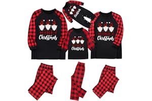 HOPASRISEE Weihnachts Pyjama Familie Set, Matching Couple Weihnachtspyjama Damen Herren Partner Baumwolle Christmas Pyjama Kinder Jungen Mädchen Schlafanzug Weihnachten Bedruckte Nachtwäsche