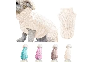 Ponacat Haustier Pullover Hund Rollkragenpullover Strickpullover Warmer Pullover Strickwaren Oberbekleidung Kaltwetter Mäntel (weiß/m)