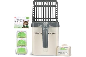 Neater Pet Brands - Neater Scooper Cat Litter Scoop and 60 Count Refill Bag Bundle - Cat Litter Sifter Poop Scoop System with Extra Waste Bags, Grey