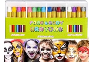 RMEET Matite Trucco per Bambini,Colori del Corpo del Viso Matite 16 Pack Viso Body Pittura Face Paint per Halloween Trucco Festa Pasqua Gioca Carnevale Natale